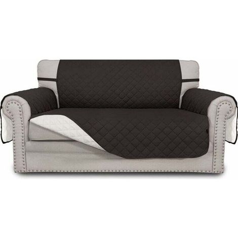 Housse de canapé double face housse de canapé double imperméable housse de protection de meubles avec sangle élastique animal de compagnie enfants enfants chiens et chats (canapé double. noir)