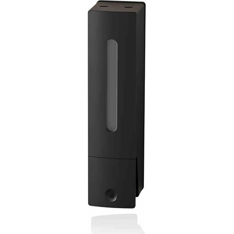 Dispensador de jabón, gel de ducha y champú para montaje en pared, no requiere perforación, recargable (400 ml), botón y ventana grandes, ideal para baño, cocina, hotel y lavabo, bomba resistente a la (1/5)