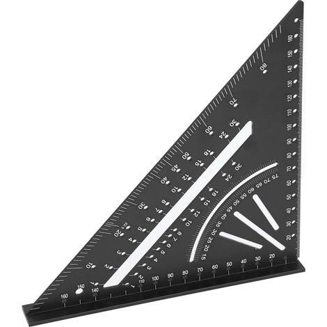 Équerre en aluminium transparente et précise avec graduations 30°, 45°, 60° et 90° (métrique) pour le travail du bois (noire) (1/5)