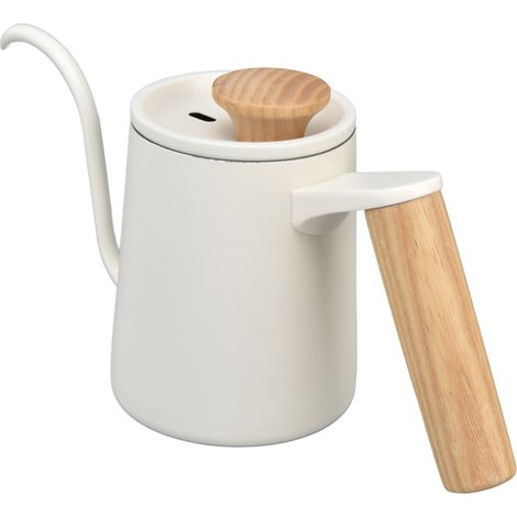 Carafe à café filtre blanc mat (acier intérieur) 350 ml, verseuse fine col de cygne, cafetière inox à bec fin pour infusion douce (1/5)