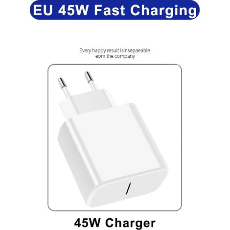 Chargeur USB-C PD 45 W à charge ultra-rapide pour Samsung Galaxy S24, S23, S22 Ultra, A54, A15 et A55 5G (câble de type C inclus). (1/5)