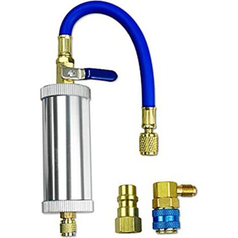 Outil de remplissage d'huile côté basse pression R134A avec raccord rapide, injecteur de colorant multifonctionnel pour réfrigérants R12/R22 - Outil CVC en aluminium de qualité supérieure avec réglage (1/2)