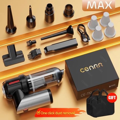 (MAX Black 4hepa Y) Mini aspirateur de voiture 998000PA, puissant, sans fil et portable, idéal pour la maison et comme souffleur portatif. (1/4)