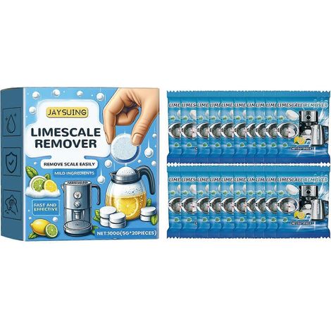 Comprimés effervescents détartrants - Nettoyant détartrant naturel pour bouilloires, appareils électroménagers et nettoyage en profondeur de multiples surfaces - Rapide, facile et écologique (1/5)