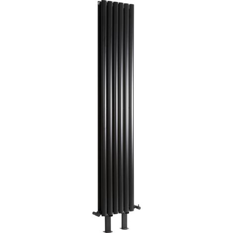 Hudson Reed Vitality - Radiateur Vertical sur Pieds Noir à Double Cœur de Chauffe - 160cm x 35.4cm