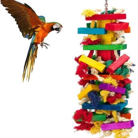 Jouets à Mâcher pour Oiseaux - HAOPYOU - PT12239 - Bois - Coloré - Blanc (1/4)