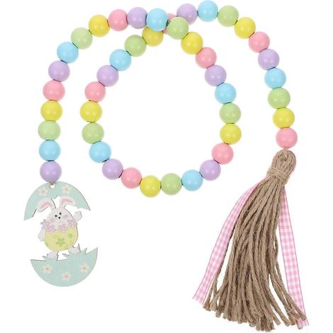 Guirlande de perles en bois pour Pâques, pendentif décoratif à suspendre, 3 pièces, pour les fêtes de Pâques (1/5)