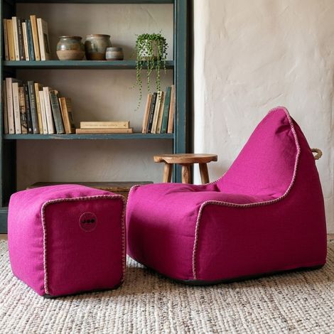 Soo Santaï Set MiniBuddy's Rest sillón pera + reposapiés + poliestireno, interior, desenfundable, costura, Rosa (1/5)