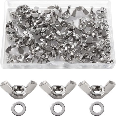 50 Pièces M4 Écrou Papillon, Écrous À Oreilles en Acier Inoxydable, d'Écrous Papillon Métriques à Main, avec 50 Pièces Rondelles Plates, pour Outils de Bricolage (1/5)