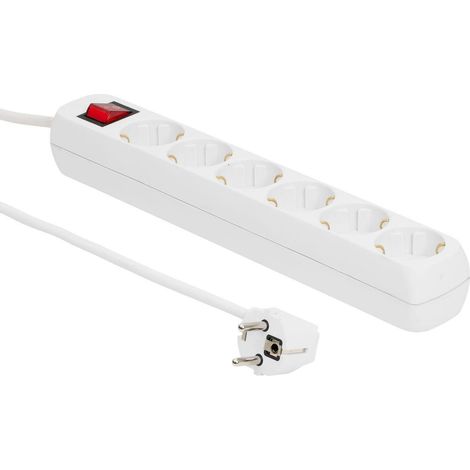 Multipresa MicroConnect 6 prese Schuko con interruttore 1,5 m, bianco, MC-GRU00615WS