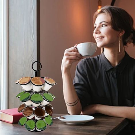 Kaffeekapsel-Organizer für 40 Kapseln, Caffitaly, 360° drehbarer Sockel, einfache Montage, Metall, Eisen, Maße 18 x 18 x 30 cm (1/5)