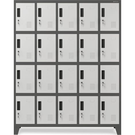 Armoire métallique ROBERT avec casiers, 1360 x 1720 x 450 mm, blanc anthracite (1/5)