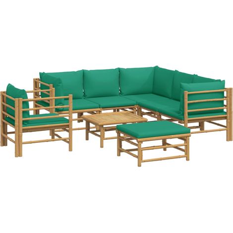Salon de jardin 8 pcs avec coussins vert bambou vidaXL