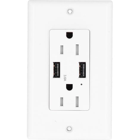 Prise de courant mince GFCI USB avec disjoncteur différentiel AC125V LDURL15A A+A 3,6A (1/5)