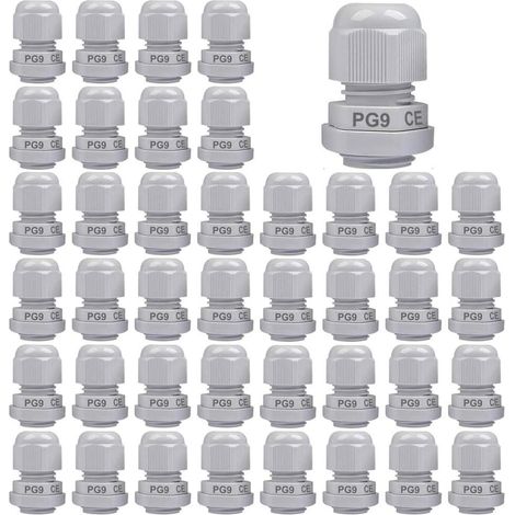 40 Presse-étoupes PG9, Connecteur Câble IP68, Plastique PP Blanc 4-8mm, Étanche Maison Jardin Éclairage (1/5)