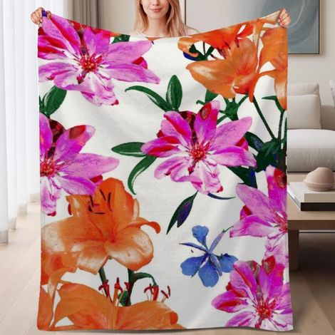 Couverture de lit en polaire, douce et chaude en microfibre pour le printemps, décoration de chambre à coucher, cadeau idéal pour femmes et hommes, 6080 pouces (1/4)