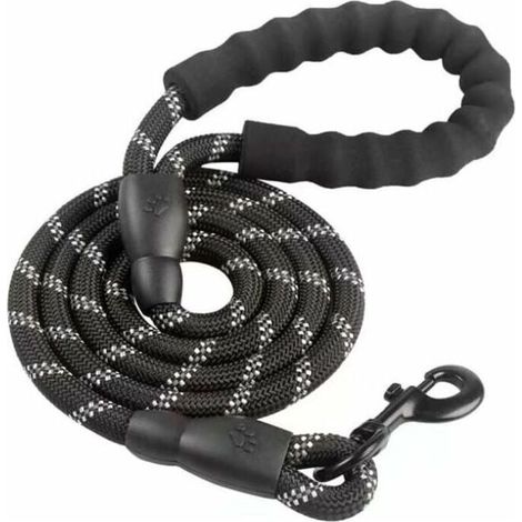 1 laisse chien, corde nylon réfléchissante, poignée rembourrée, 150 cm, 1,2 cm de large, pour chiens de toutes tailles (1/4)