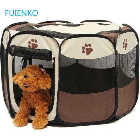 Achteckiges, faltbares Hunde-Laufgitter 90 x 90 x 60 cm – Atmungsaktives Oxford-Gewebe – Für Hunde, Katzen und Kaninchen – Für drinnen und draußen – Schneller Aufbau – Fuienko (1/4)