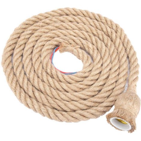 E27 Vintage Chanvre Corde Plafonnier Base Pendentif Lampe Ampoule Titulaire 85 265V,1,5 m 1 tête (1/5)
