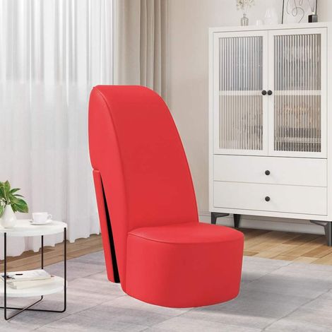 vidaXL Sillón con forma de zapato de tacón cuero sintético rojo (1/4)