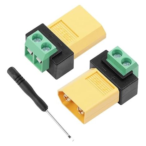 Connecteurs XT60, Adaptateur à Bornes à Vis, Mâle XT60 vers Adaptateur à Bornes sans Soudure 2 Broches pour Panneaux Solaires, Drones, Modèles d'Avion, Chargeur d'Équilibrage (1/5)