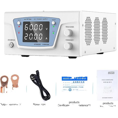 Alimentation électrique régulée DC, sortie réglable, affichage numérique, Vert, 220V (1/2)