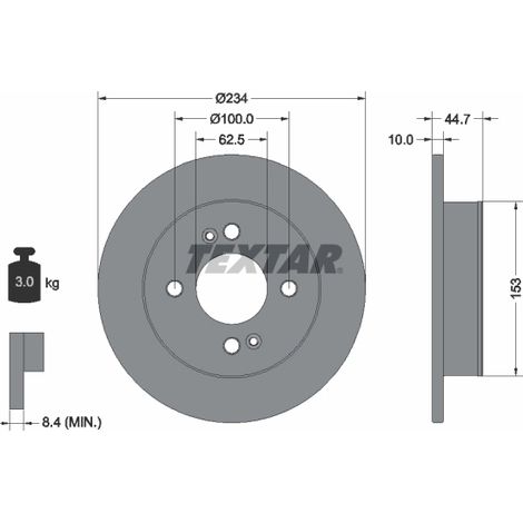 Lot de 2 Disques de frein Textar 92291603 HYUNDAI 58411B4300 58411B9000