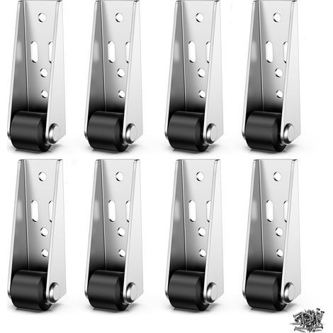 Lot de 8 petites roulettes fixes avec plaque en métal - 23 mm - Roulettes pivotantes silencieuses pour meubles, armoires, tables (1/5)