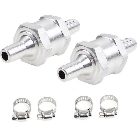 Compatible avec le clapet anti-retour en alliage d'aluminium pour automobiles et machines marines, 6/8/10/12 mm, conduite de carburant essence/diesel, 10 mm (clapet anti-retour + 2 colliers de serrage (1/3)