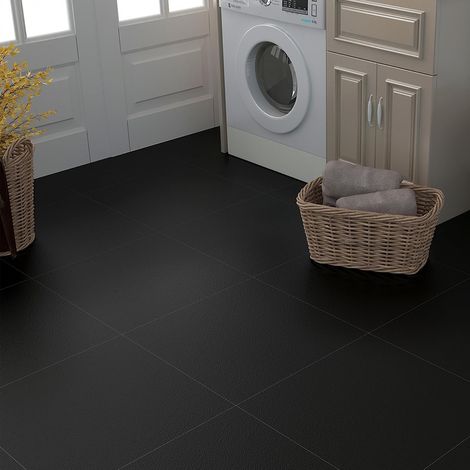 DallePVC Adhesive Sol Noir Mat 30x30cm 30 Pièces Carrelage Autocollant Sols Cuisine Noir Revtement de Sol Adhesif Intérieur Carrelage Adhesif Mural SolsPVC Salle de Bain Buanderie (1/5)