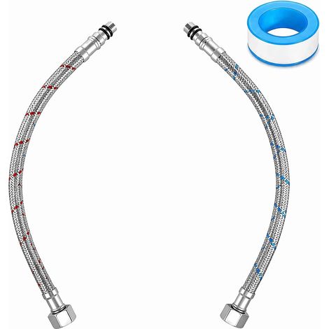 2 Pcs Flexible Hose 3/8 Inch, Reinforced Hose G3/8 x M10 (1/5)