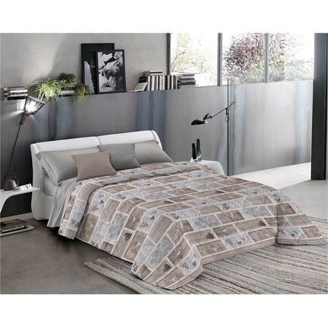 Trapunta invernale made in italy in 2 misure e 2 colori fantasia Shabby love Beige - Matrimoniale