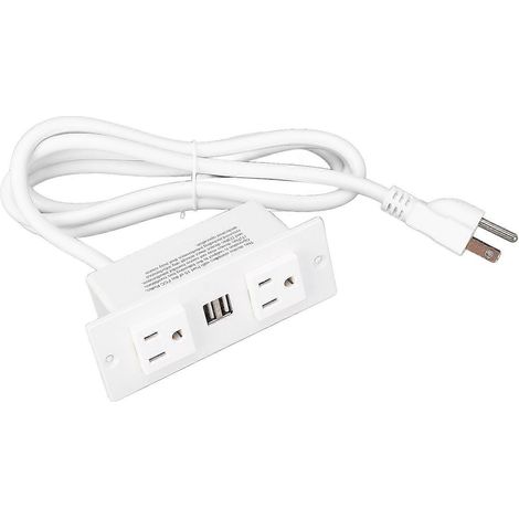 Multiprise encastrable avec 2 prises secteur et 2 ports USB, longueur 1,5 m