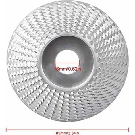 Disque de sculpture sur bois pour meuleuse d'angle, diamètre extérieur 85 mm (arc argenté) (1/3)
