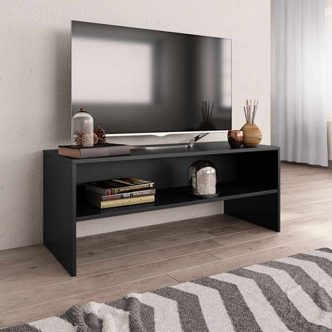 Meuble TV Noir 100x40x40 cm Bois d’ingénierie (1/5)