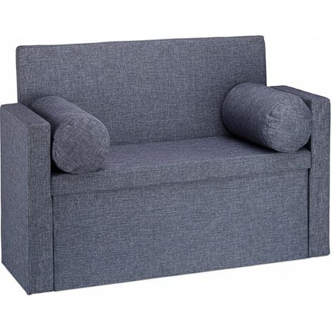 Banco con respaldo de 2 plazas baúl de almacenaje plegable práctico asiento plegable 115 cm gris 130000374 (1/3)