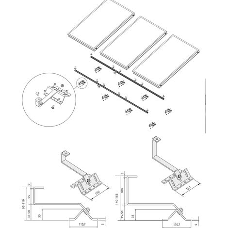 Herrajes de anclaje para 2 sensores