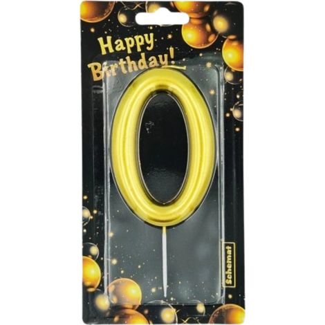 Diagrama de la vela de cumpleaños para un pastel - Número 0 dorado (1/3)