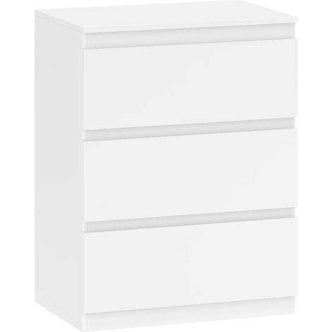 Weiße Kommode mit 3 Schubladen für Schlafzimmer, Flur, Wohnzimmer
