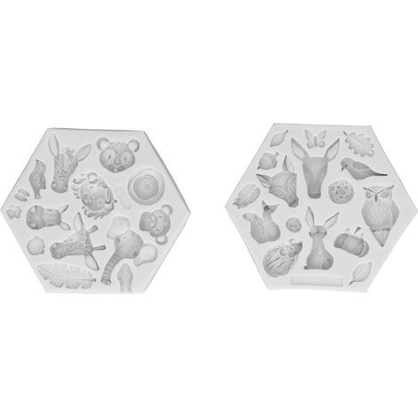Moule à Fondant en Silicone à motifs d'animaux, pour chocolat, savon, gâteau, outil de cuisson, gris, 2 pièces/ensemble
