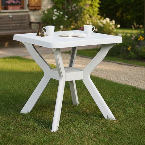 Dmora Quadratischer Gartentisch, Made in Italy, 70x70x72 cm, Farbe Weiß (1/3)
