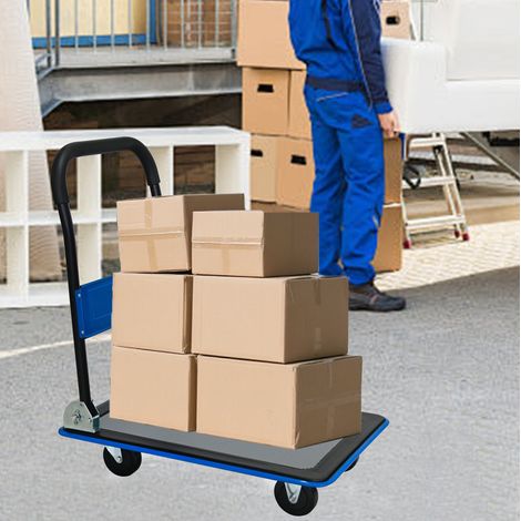 Carro plataforma plegable de acero 150 kg con ruedas de poliuretano 360° azul OKWISH (1/5)