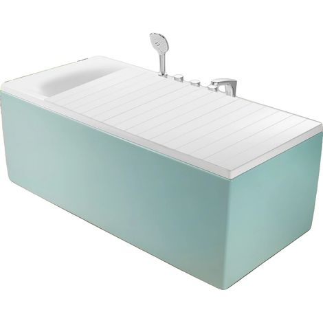 Couvercle de bain, design pliable, haute capacité de charge, BLANC (1/2)