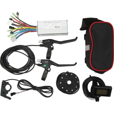 Kit de conversion pour vélo électrique comprenant un contrôleur JN22A, un panneau OMT M3, une poignée de frein et une gâchette d'accélérateur au pouce pour moteur de 500 W. (1/5)