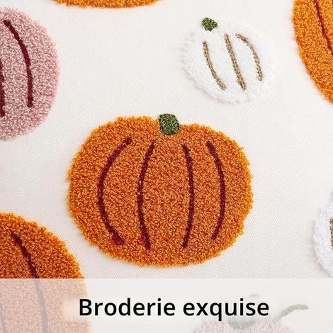 Halloween Cushion Cover 45x45cm Pumpkin Tufted Embroidered Pink Orange Pillow Cases for Sofa Living Room Home Outdoor Party Decoration Thanksgiving (1/4)