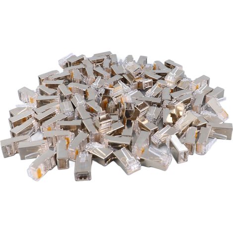 Connecteur blindé en métal CAT6 RJ45, Kit d'extrémité de filet fiable et sûr, 100 pièces