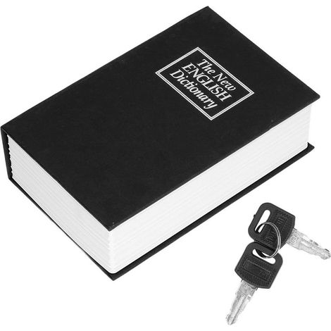 Coffre-fort en forme de livre de simulation, étui de rangement décoratif pour chambre à coucher, salon, bureau, noir (1/5)