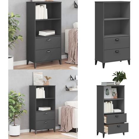 Bibliothèque VIKEN gris anthracite 60x35x123 cm bois ingénierie - Bibliothèque Industrielle - Meuble Rangement - Étagère Ouverte - Armoire Rangement - Décoration Intérieur - Home & Living