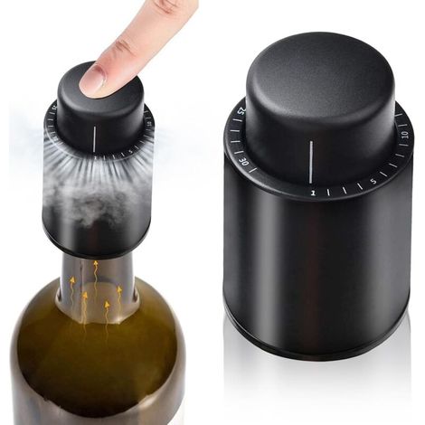 Paquete de 2 tapones para botellas de vino, tapones reutilizables, tapones para champán con cierre al vacío y escala de tiempo, ideales para vino - Crezuo