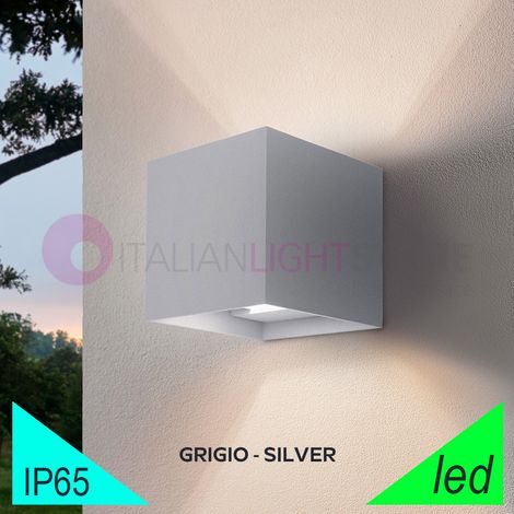 Applique led da parete a doppio fascio mod. Marbella squared colore grigio marina (1/4)